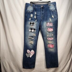 Unbranded Patchwork Womens Jeans Blue Denim Size 2XL